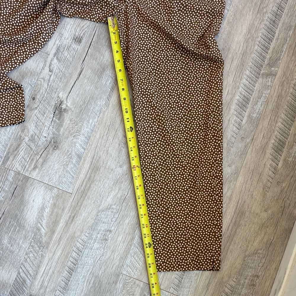 Vintage 100% Silk Adrienne Vittadini Brown Polka Dot Women's Trousers - Picture 9 of 9